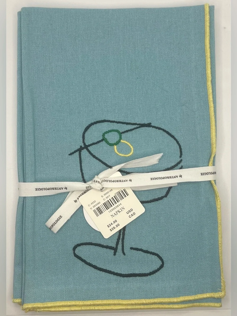 Anthropologie Phthalo Ruth Cotton Napkins, Set of 2, Sky
